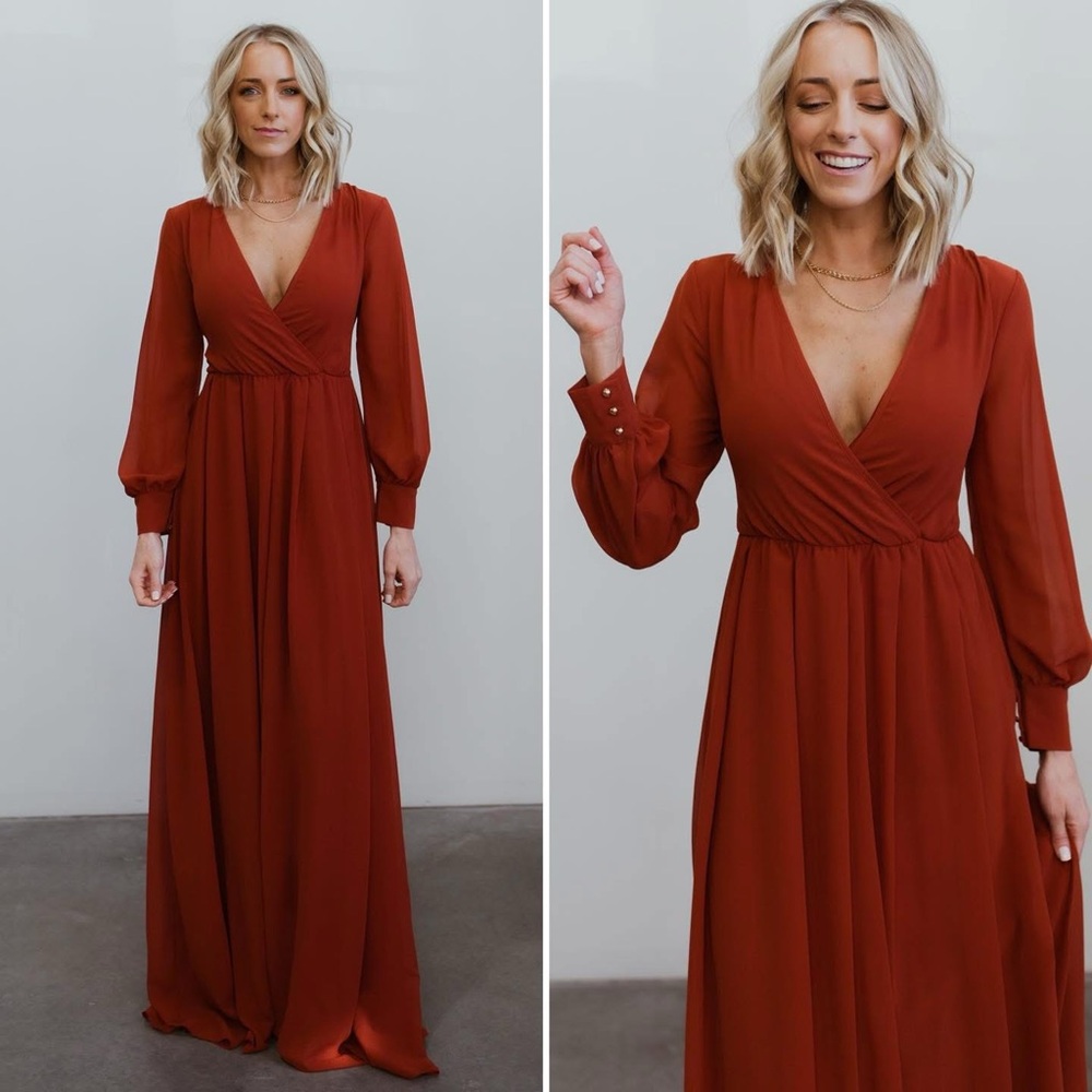 Elegant Rust Maxi Dress